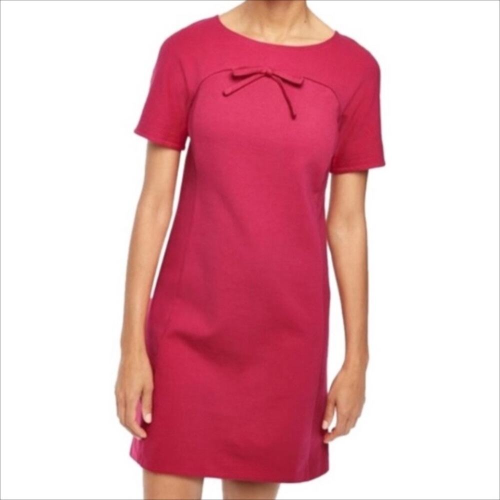 Boden Bright Pink Patricia Bow Short Sleeve Mini Shift Dress Size 6